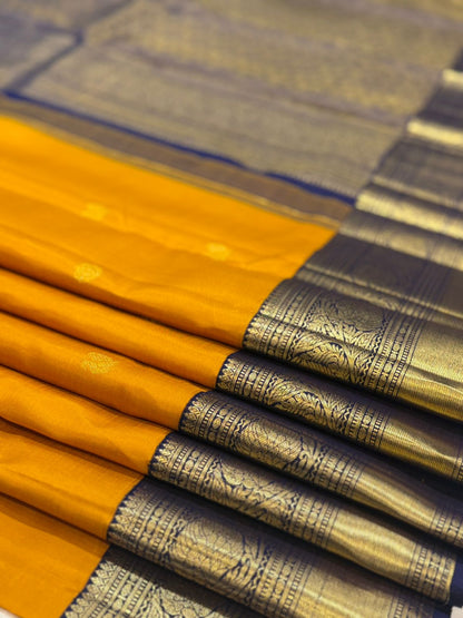 Mustard Yellow Navy Kanjivaram