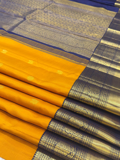Mustard Yellow Navy Kanjivaram