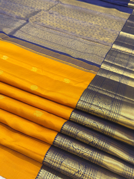 Mustard Yellow Navy Kanjivaram