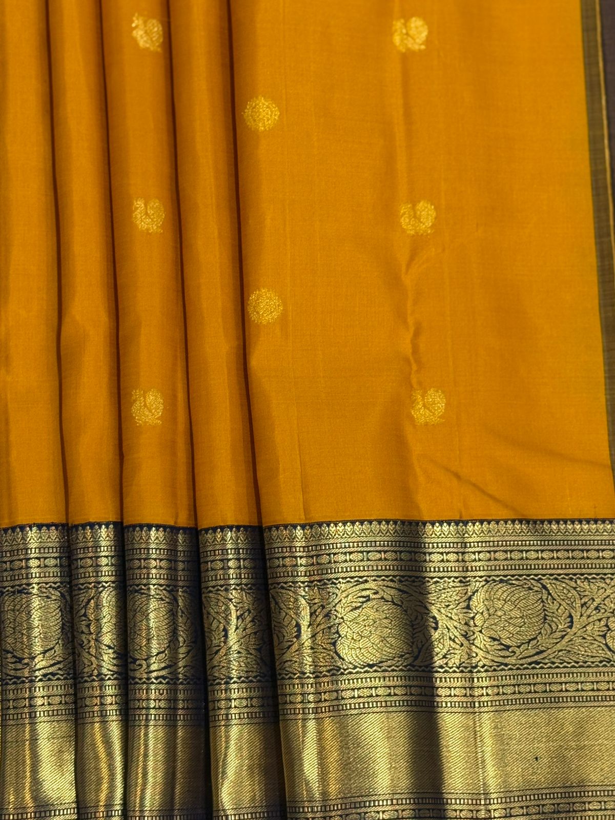 Mustard Yellow Navy Kanjivaram