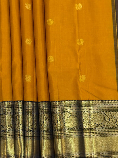 Mustard Yellow Navy Kanjivaram