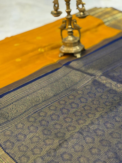 Mustard Yellow Navy Kanjivaram