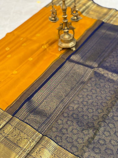 Mustard Yellow Navy Kanjivaram