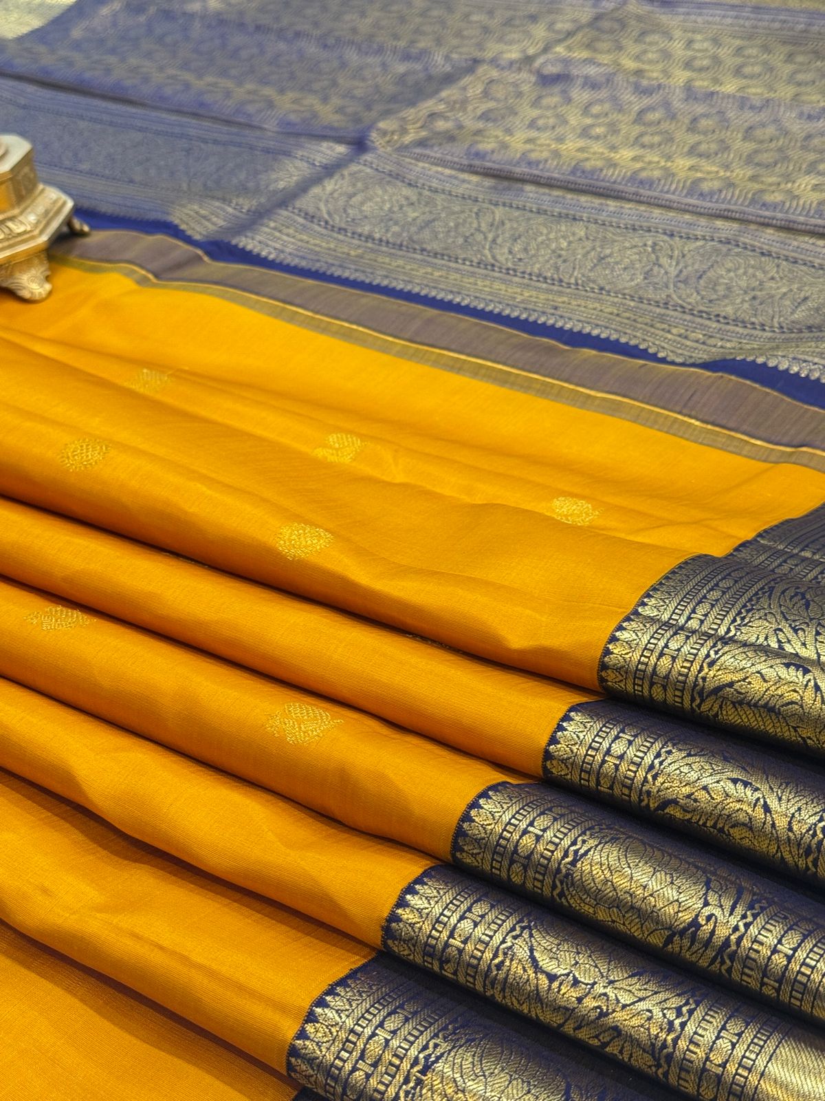 Mustard Yellow Navy Kanjivaram
