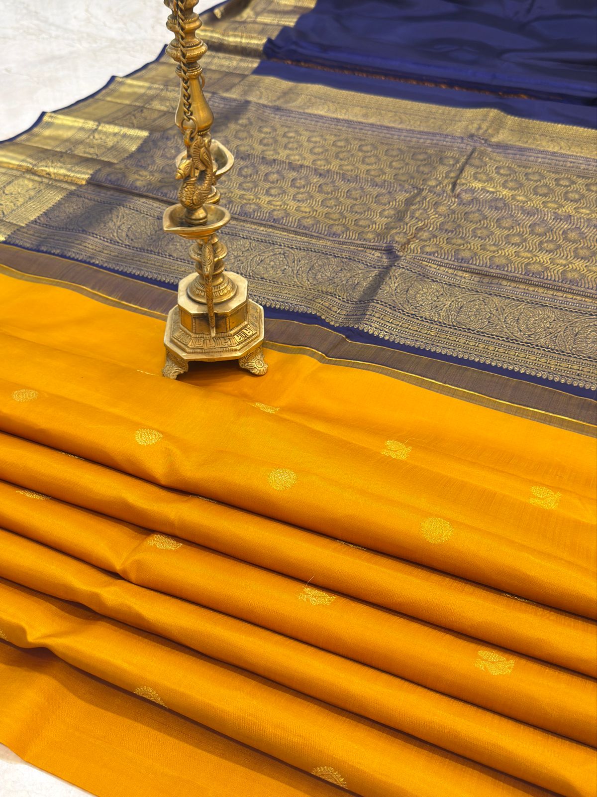 Mustard Yellow Navy Kanjivaram