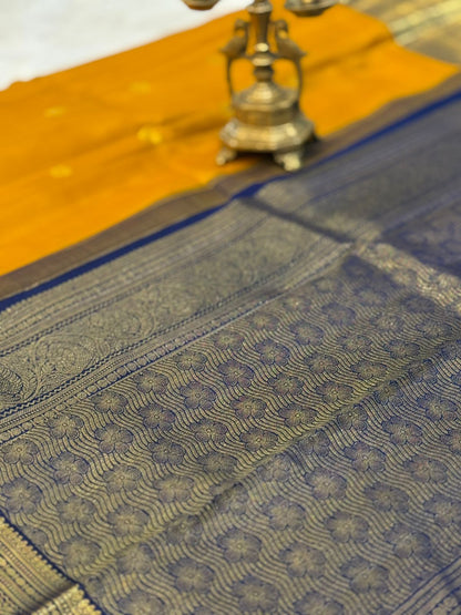 Mustard Yellow Navy Kanjivaram