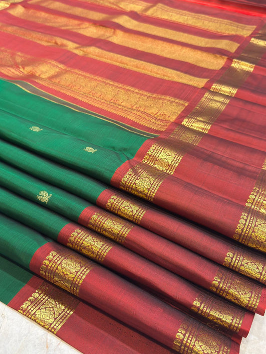 Green with Maroon Border Kanjivaram