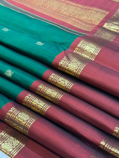 Green with Maroon Border Kanjivaram