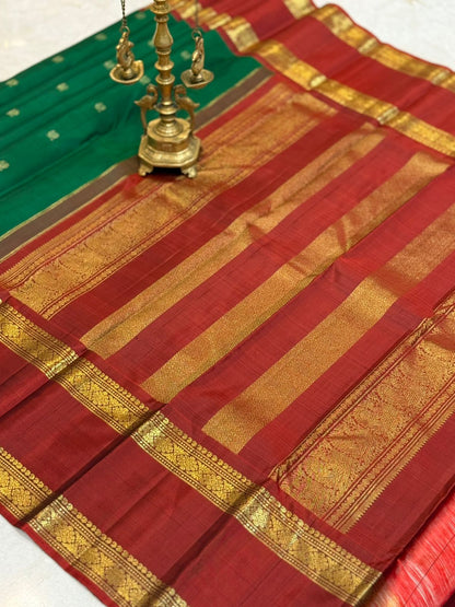 Green with Maroon Border Kanjivaram