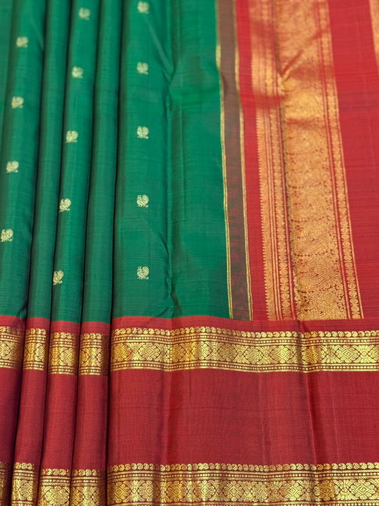 Green with Maroon Border Kanjivaram