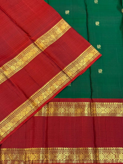 Green with Maroon Border Kanjivaram