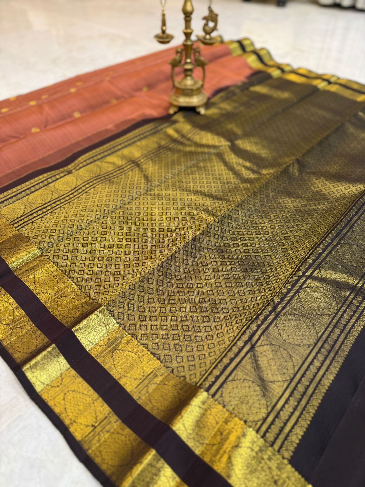 Rust Black Golden Kanjivaram