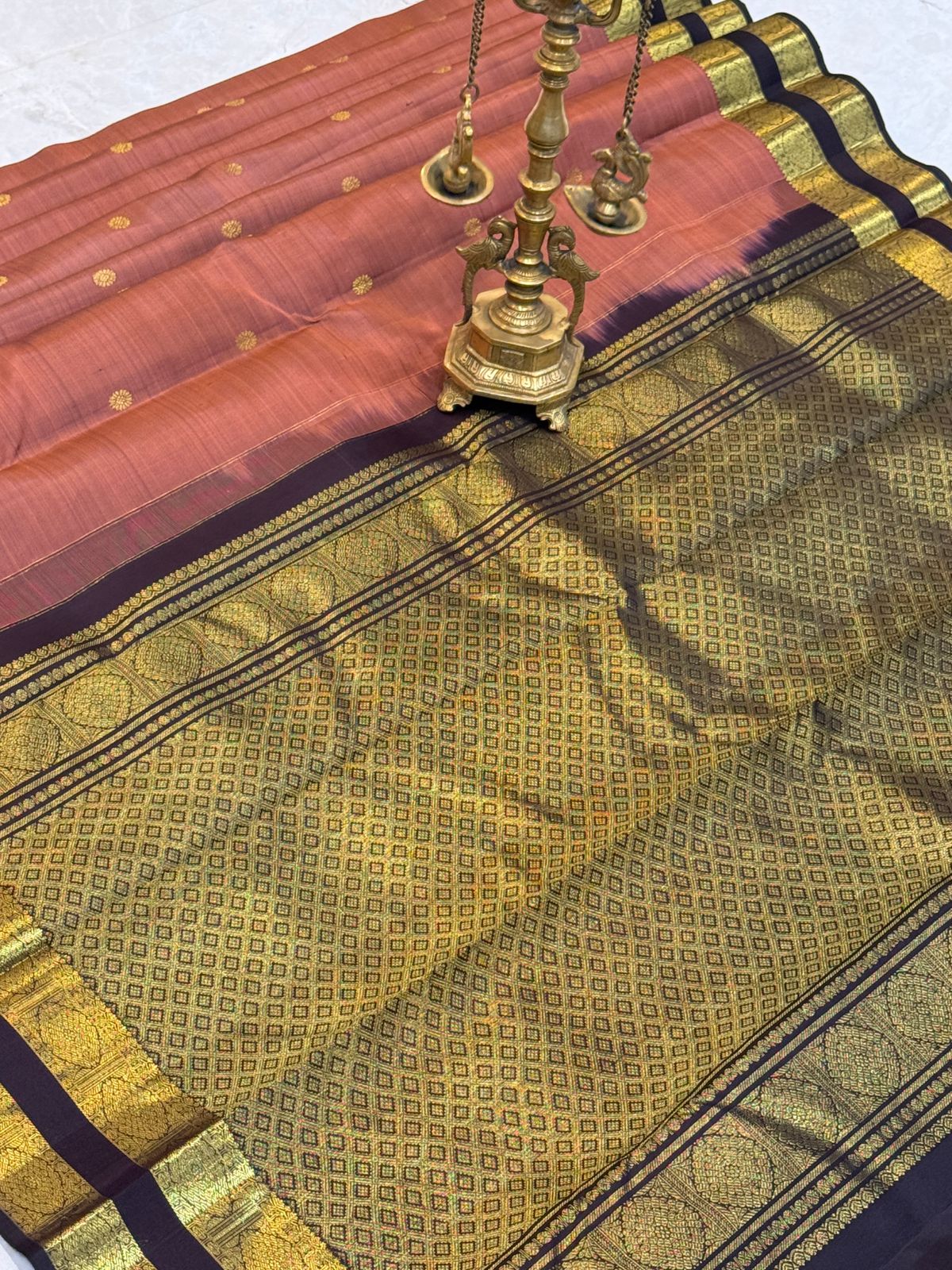 Rust Black Golden Kanjivaram
