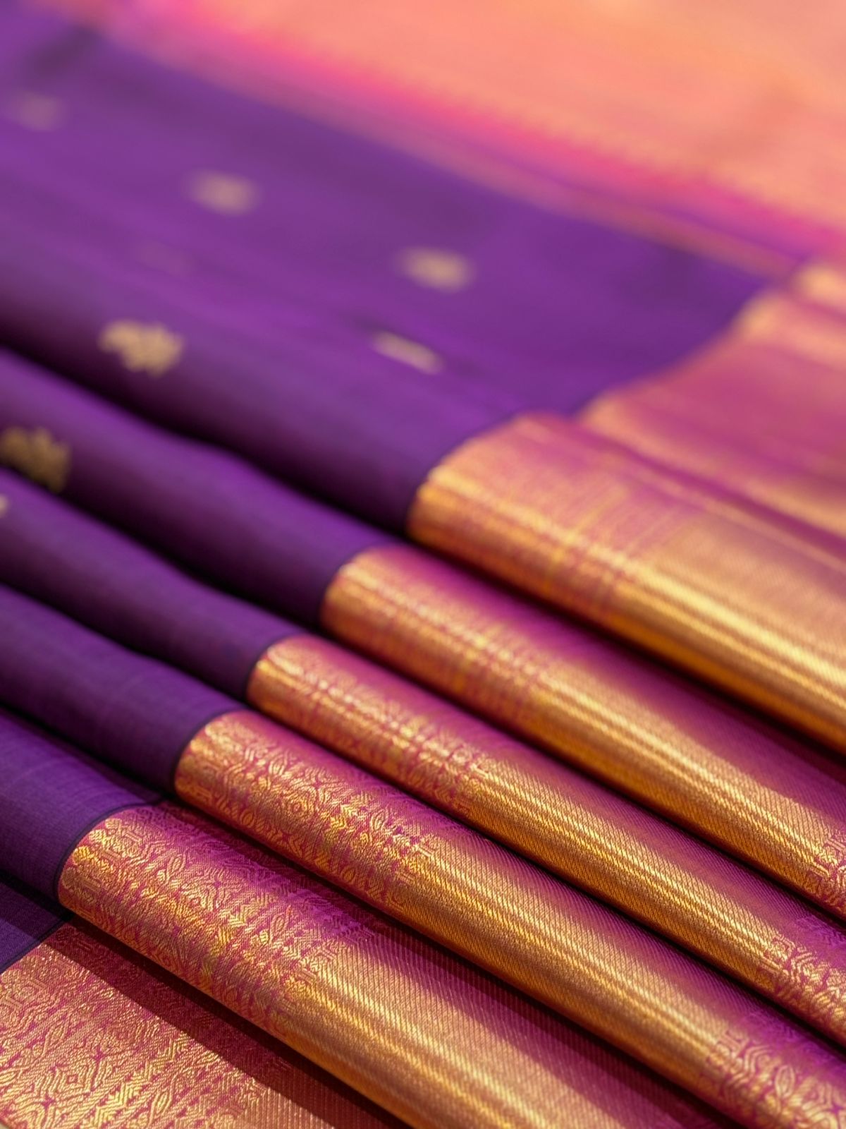 Purple Orange Golden Kanjivaram