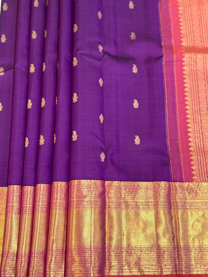 Purple Orange Golden Kanjivaram