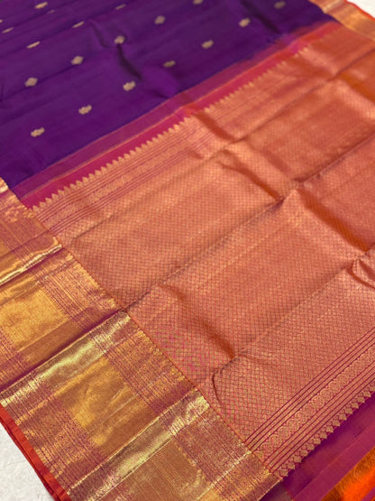 Purple Orange Golden Kanjivaram