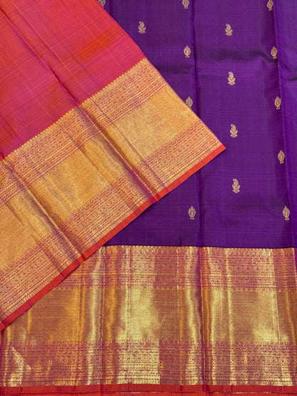 Purple Orange Golden Kanjivaram