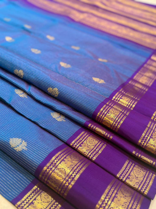 Blue Silver Zari Handwoven Saree