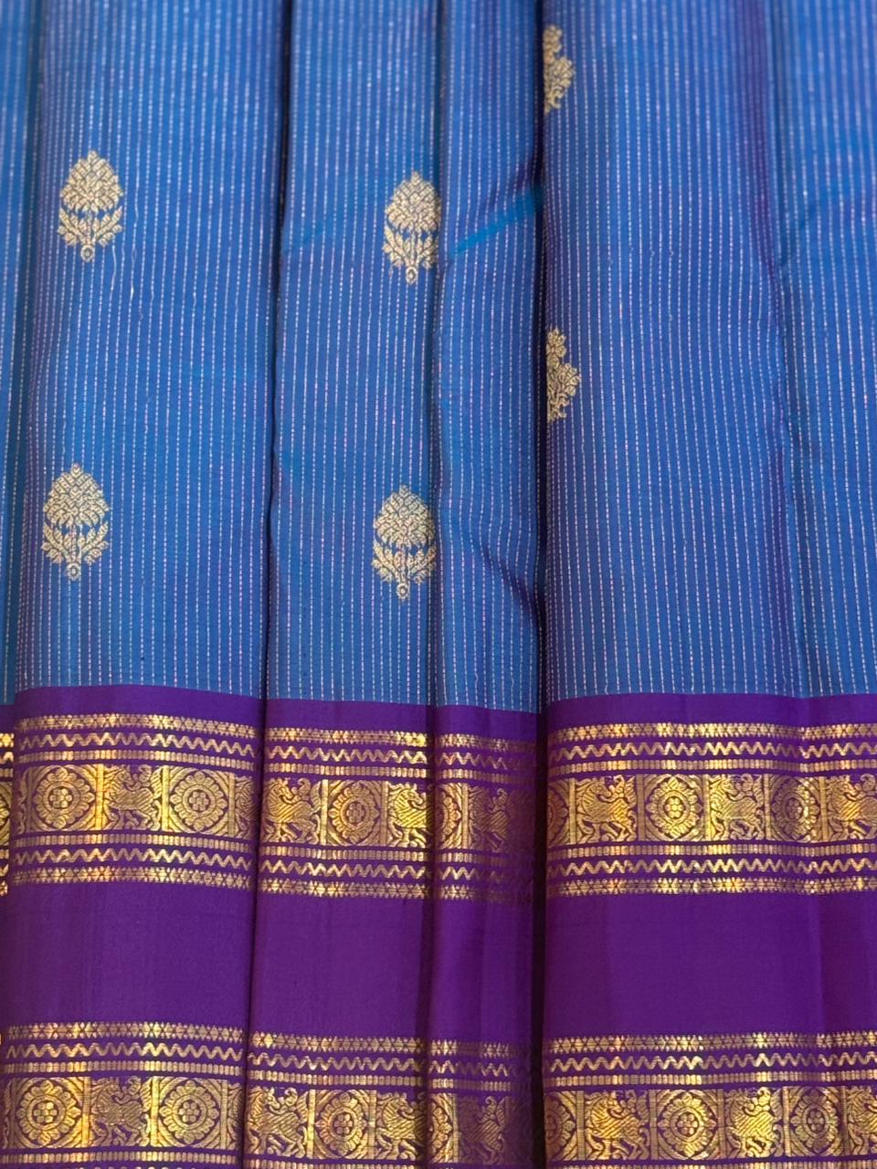 Blue Silver Zari Handwoven Saree