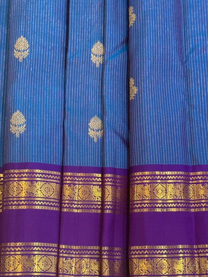 Blue Silver Zari Handwoven Saree