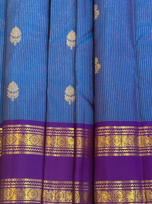 Blue Silver Zari Handwoven Saree