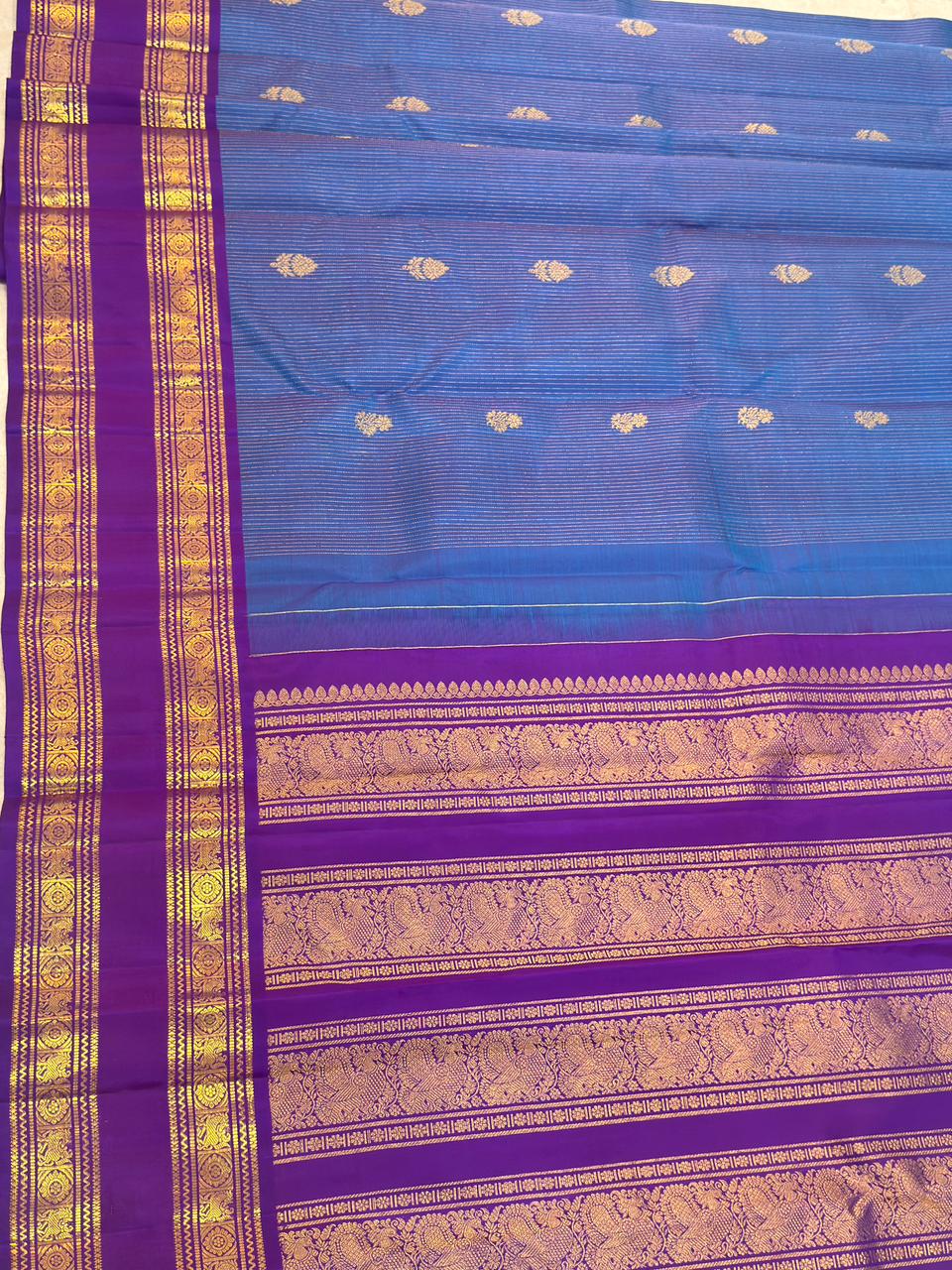 Blue Silver Zari Handwoven Saree