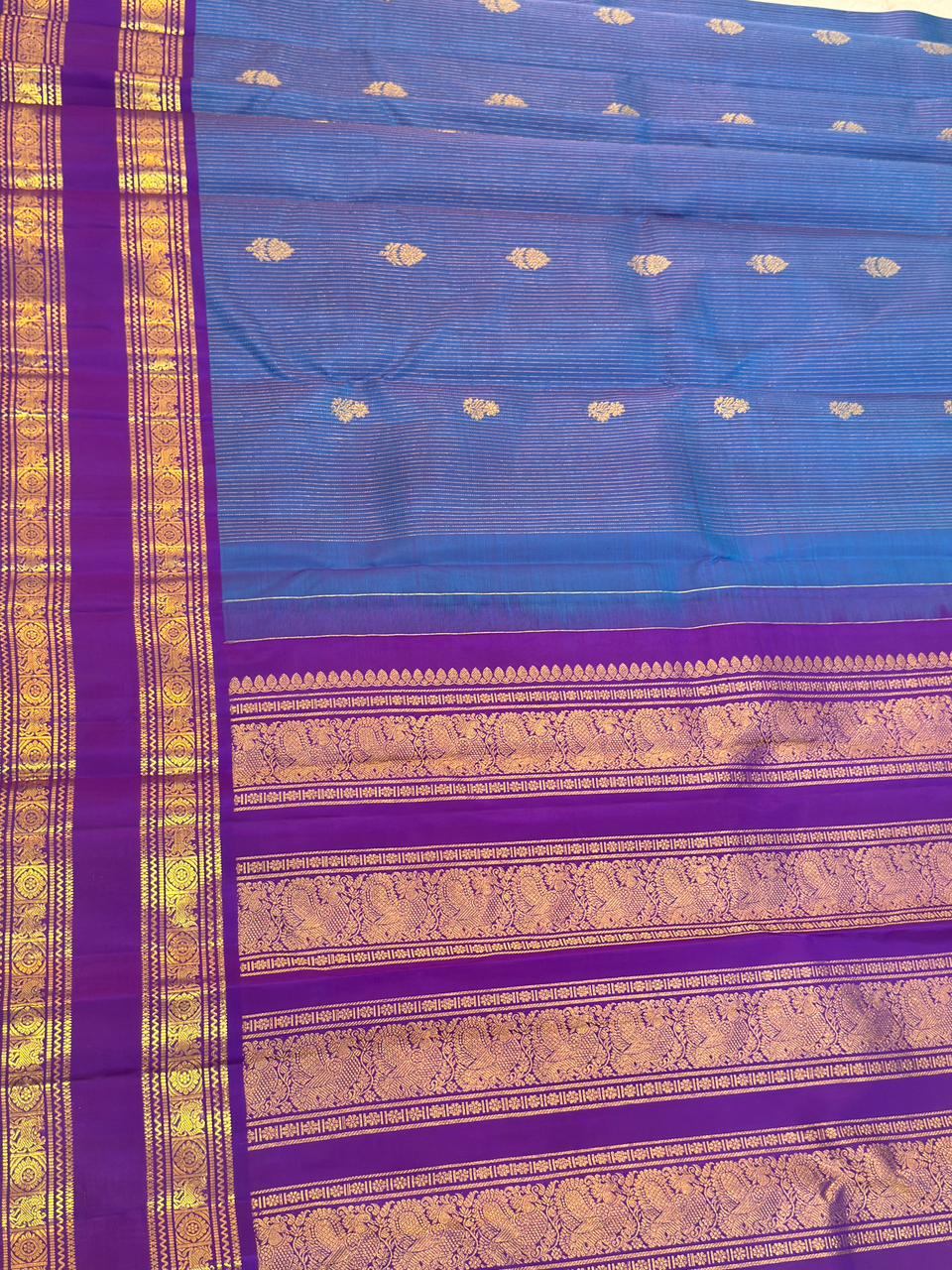 Blue Silver Zari Handwoven Saree