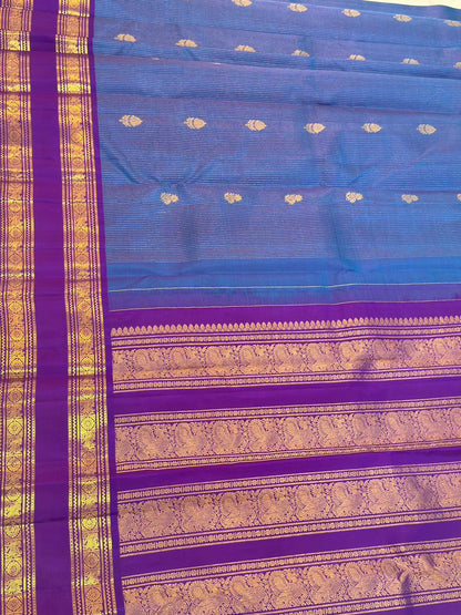 Blue Silver Zari Handwoven Saree