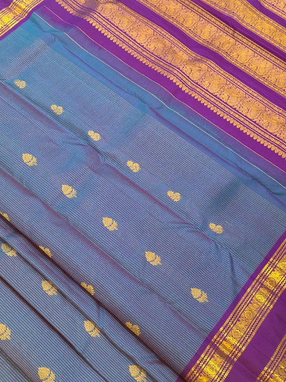 Blue Silver Zari Handwoven Saree