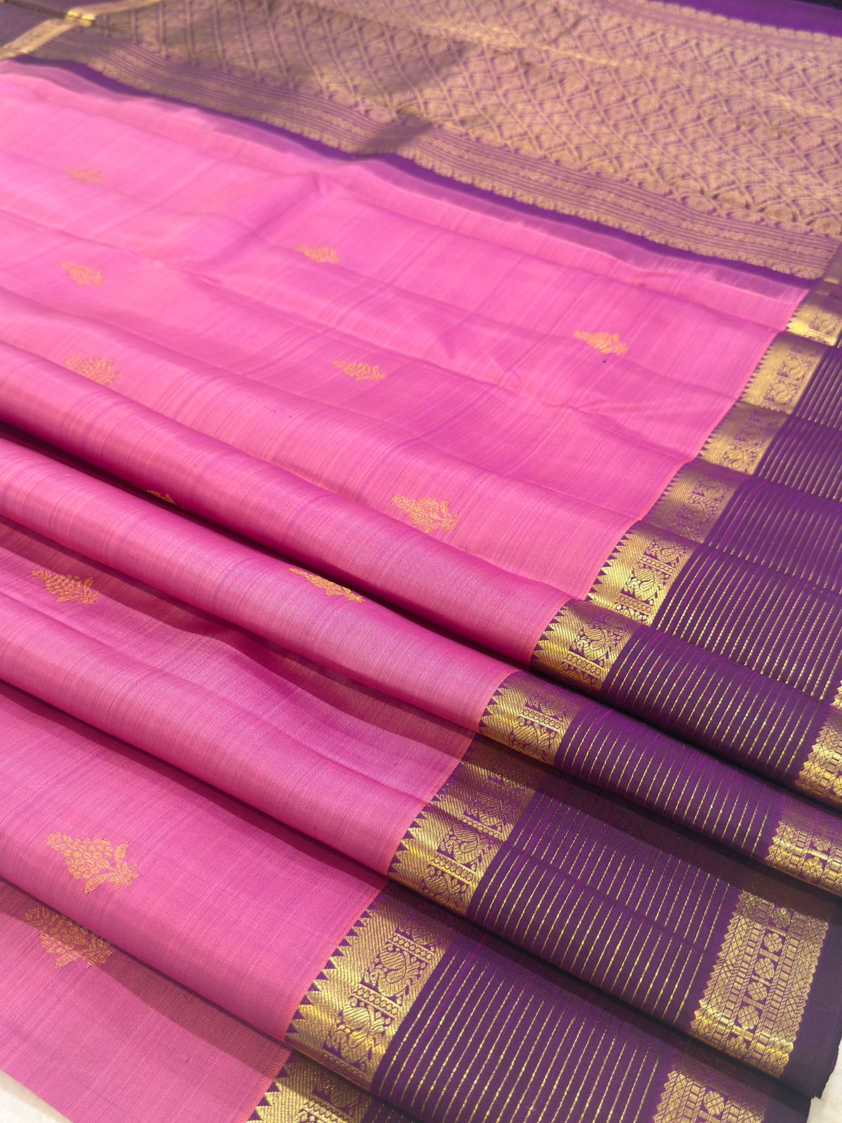 Soft Pink Purple Kanjivaram Saree