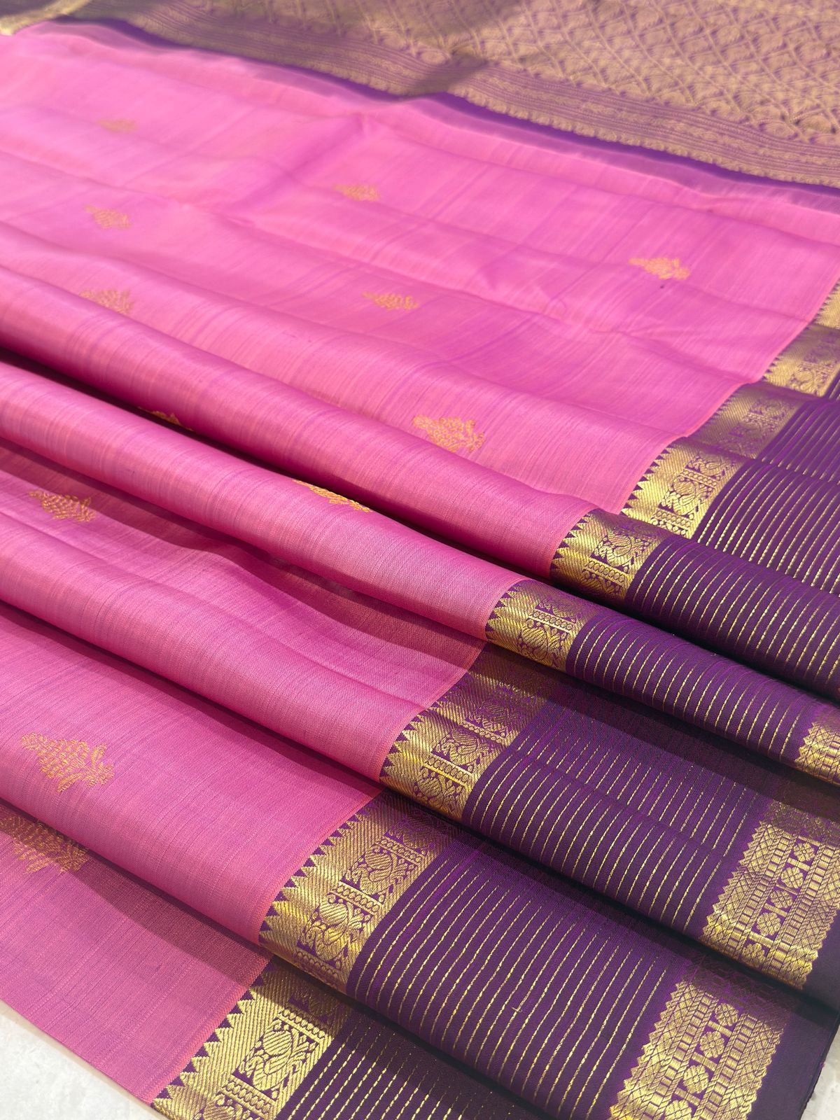 Soft Pink Purple Kanjivaram Saree