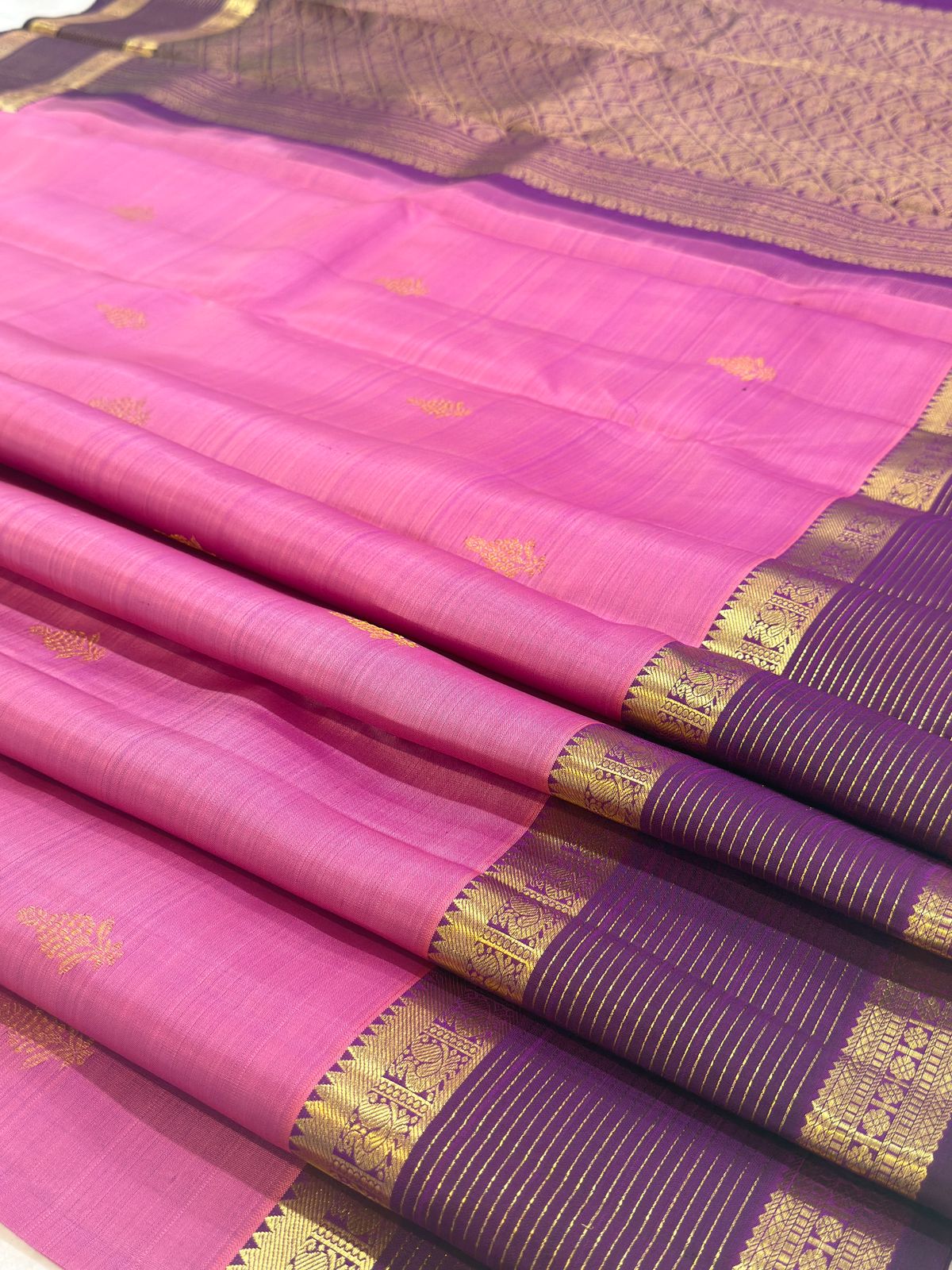 Soft Pink Purple Kanjivaram Saree