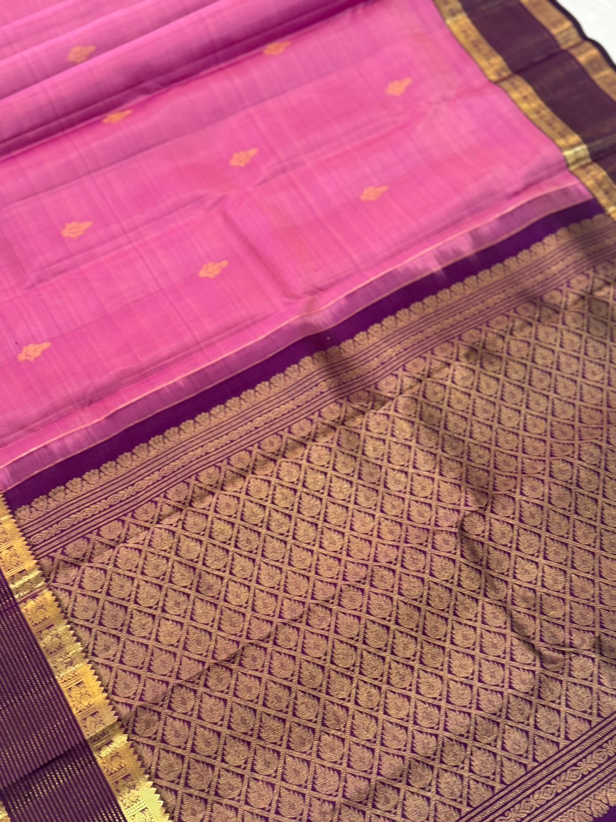 Soft Pink Purple Kanjivaram Saree