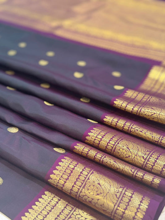 Royal Blue Purple Silk Saree