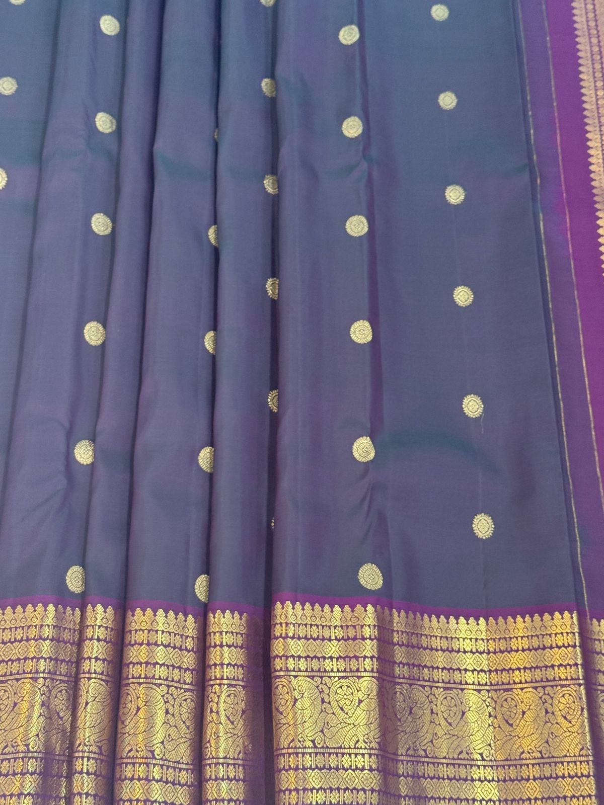 Royal Blue Purple Silk Saree