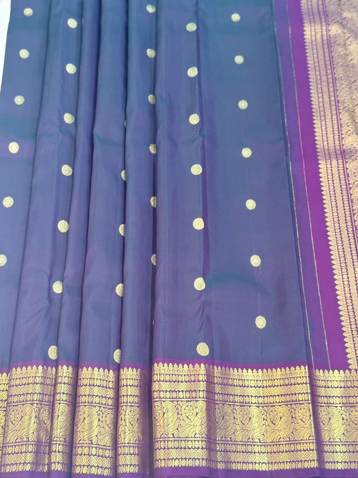 Royal Blue Purple Silk Saree