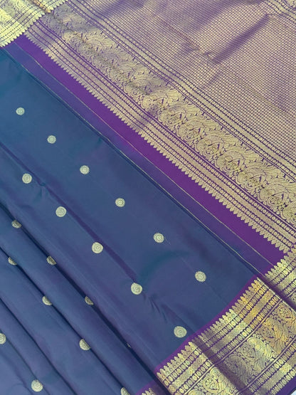 Royal Blue Purple Silk Saree