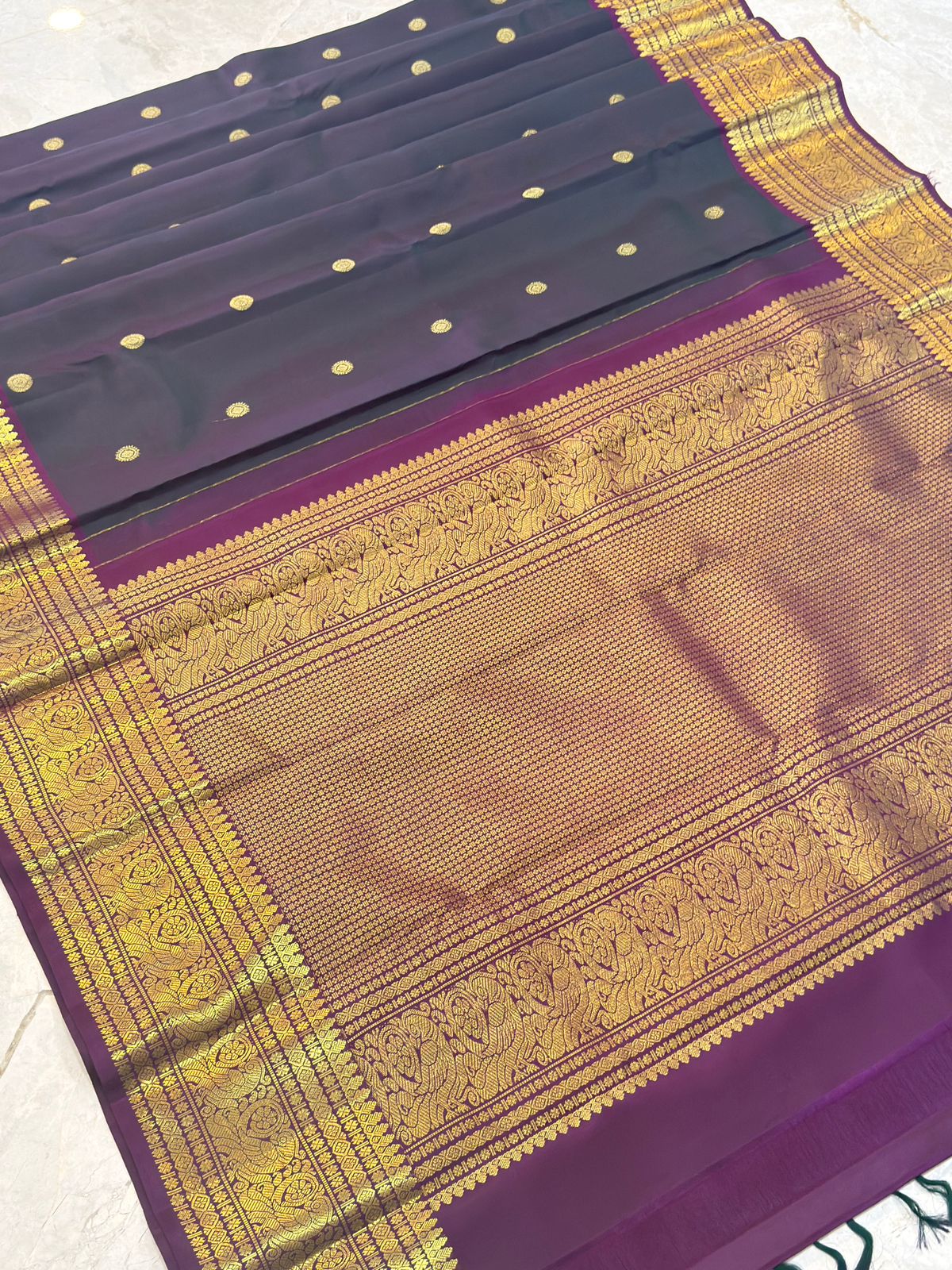 Royal Blue Purple Silk Saree