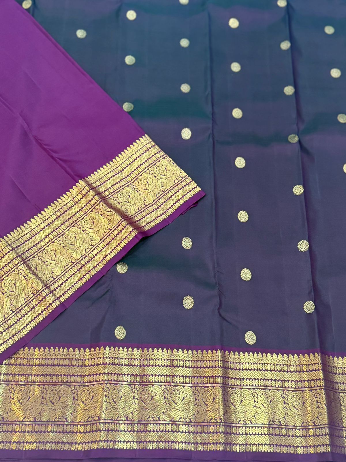 Royal Blue Purple Silk Saree