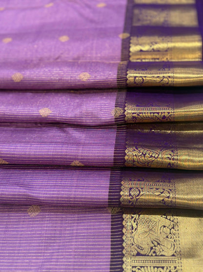 Lavender Purple Zari Handwoven Saree