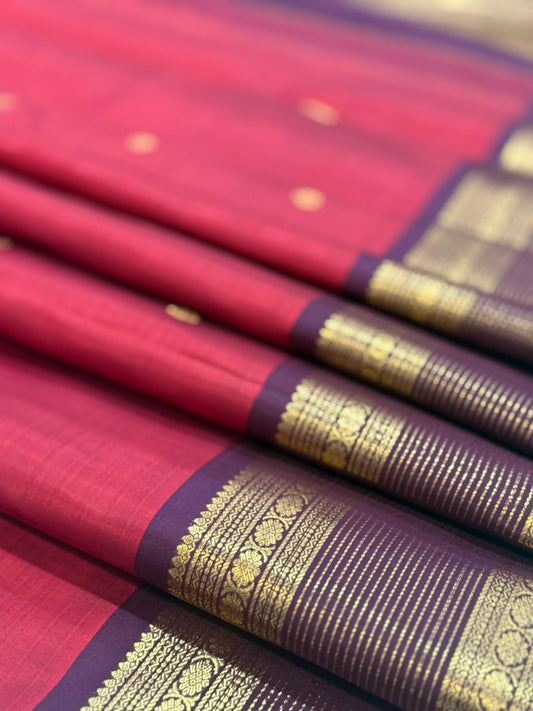 Red Purple Kanjivaram Saree