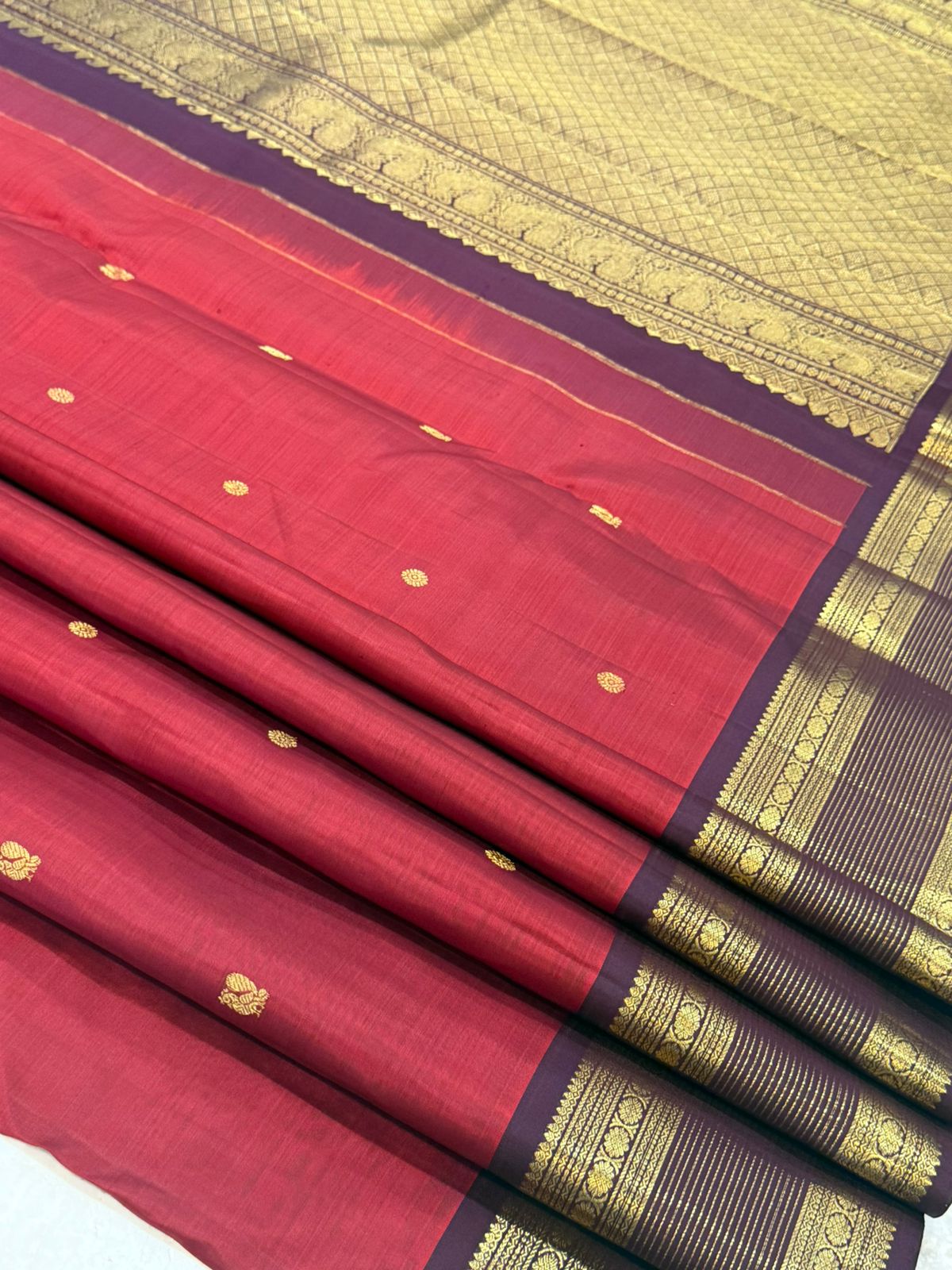 Red Purple Kanjivaram Saree