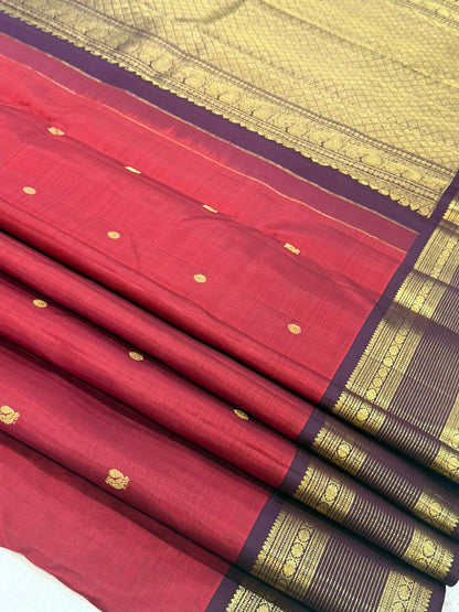 Red Purple Kanjivaram Saree