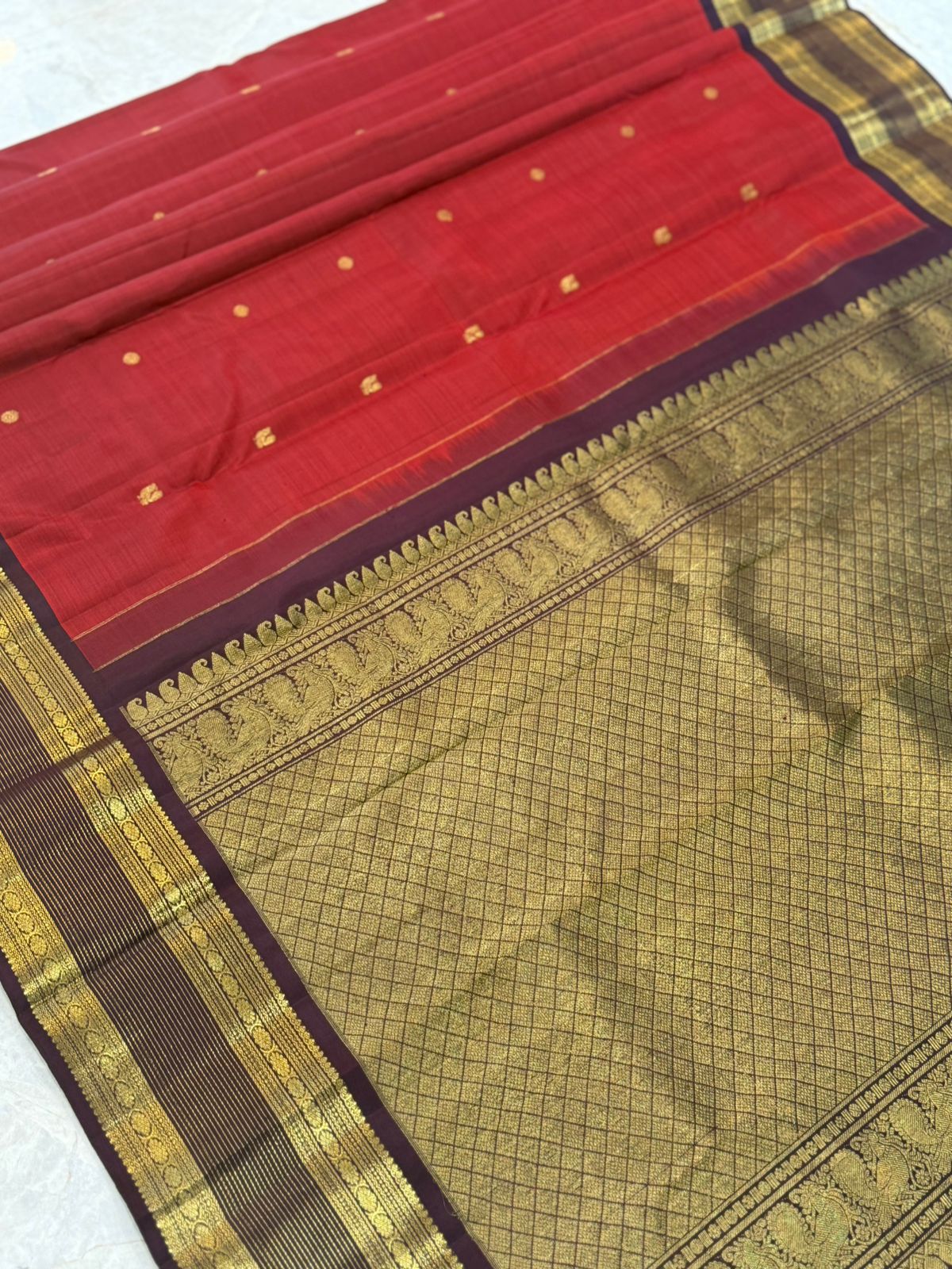 Red Purple Kanjivaram Saree