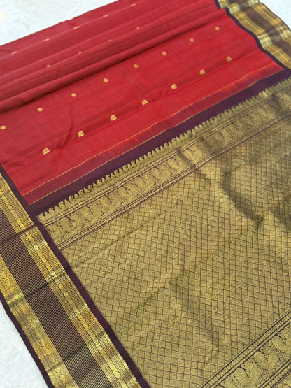 Red Purple Kanjivaram Saree