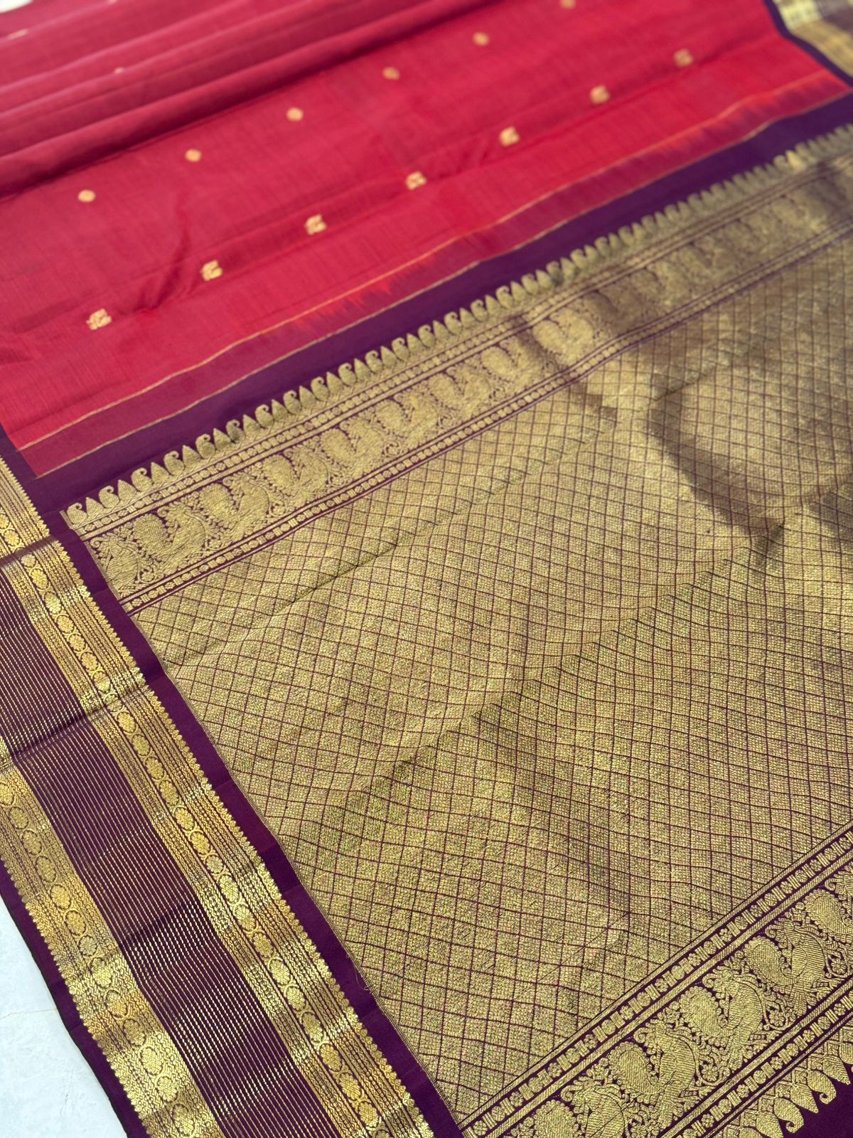 Red Purple Kanjivaram Saree