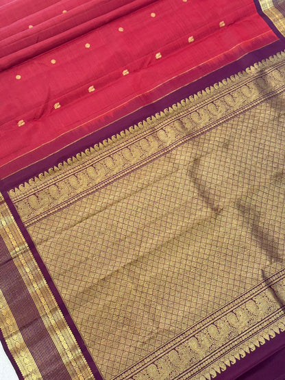 Red Purple Kanjivaram Saree