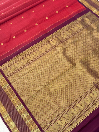 Red Purple Kanjivaram Saree