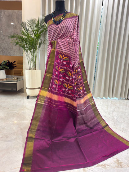 Soft Pink Ikkat Saree