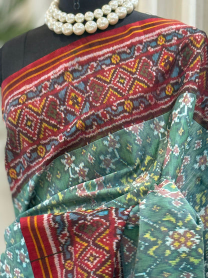 Maroon Green Handwoven Patola Elegance